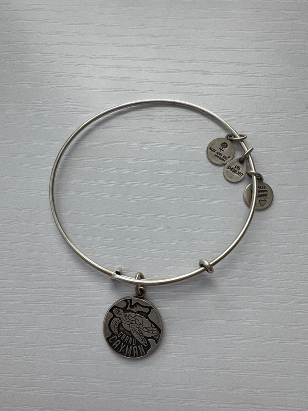 Alex and Ani - Silver Charm Bangle Bracelet with Grand Cayman Sea Turtle Charm